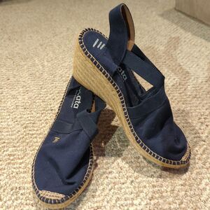 VISCATA Barcelona Espadrille Wedge Sandal Womens 40 US 9 Blue Strappy Canvas